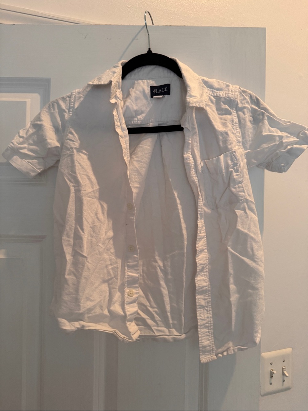 Place Men's White Short Sleeve Button-Down Shirt